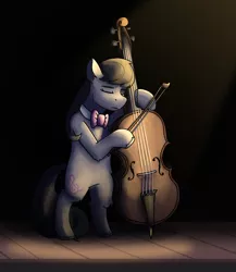 Size: 2225x2560 | Tagged: safe, artist:applejackofalltrades, derpibooru import, octavia melody, earth pony, pony, bow (instrument), bowtie, cello, cello bow, eyes closed, image, musical instrument, playing instrument, png, solo, spotlight