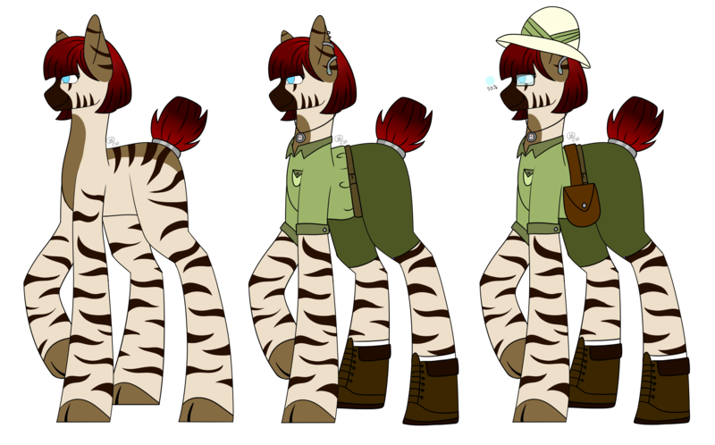 Size: 4120x2563 | Tagged: safe, artist:rose-blade, derpibooru import, oc, oc:inyoka, unofficial characters only, zebra, bag, belt, boots, clothes, ear piercing, earring, female, glasses, hat, image, jewelry, necklace, piercing, png, raised hoof, reference sheet, saddle bag, shirt, shoes, shorts, simple background, socks, solo, transparent background, unshorn fetlocks, zebra oc