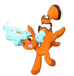 Size: 1024x1052 | Tagged: safe, artist:foxhatart, derpibooru import, oc, fish, original species, pony, augmented tail, clownfish, female, fish tail, fish-pony, image, mare, png, simple background, solo, transparent background, water, water mane