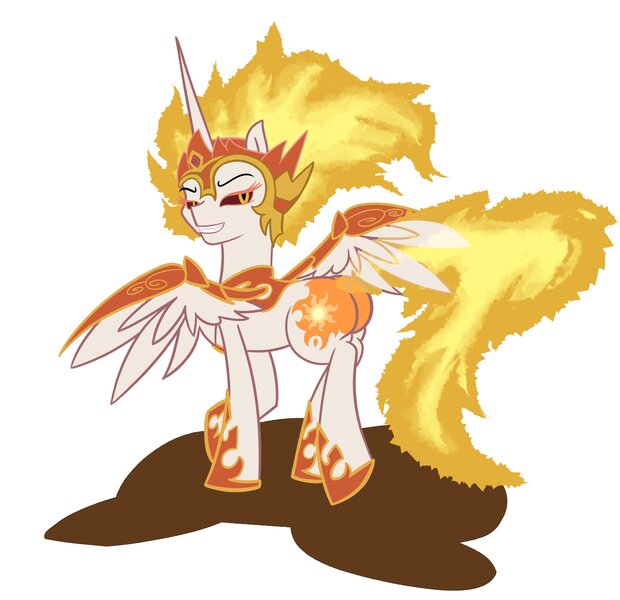 Size: 2048x1983 | Tagged: safe, artist:khaki-cap, derpibooru import, daybreaker, princess celestia, alicorn, ass, butt, cutie mark, daybutt, fire, image, jpeg, kinky, looking at you, looking back, mane of fire, poll, rear view, results, simple background, spread wings, thicc ass, twitter link, white background, wings