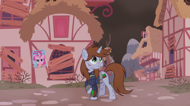 Size: 6334x3563 | Tagged: safe, artist:pumpkinpieforlife, derpibooru import, pinkie pie, oc, oc:littlepip, unofficial characters only, earth pony, pony, unicorn, fallout equestria, fanfic, absurd resolution, clothes, fanfic art, female, forever, hooves, horn, image, looking at you, mare, ministry mares, ministry of morale, picture-in-picture, pinkie pie is watching you, pipbuck, png, ponyville, poster, propaganda, scar, smiling, solo, text, vault suit, vector