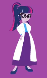 Size: 382x634 | Tagged: safe, artist:starman1999, derpibooru import, sci-twi, twilight sparkle, equestria girls, clothes, image, long skirt, png, purple background, simple background, skirt, solo, teacher