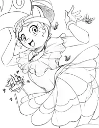 Size: 1500x1937 | Tagged: safe, artist:boastudio, derpibooru import, meadowbrook, stygian, anthro, bee, earth pony, flash bee, insect, unicorn, anime style, breasts, busty meadowbrook, butt, chibi, clothes, image, mage, monochrome, nervous, no tail, panties, panty shot, pencil drawing, png, presenting, reasonably sized breasts, skirt, traditional art, underskirt, underwear