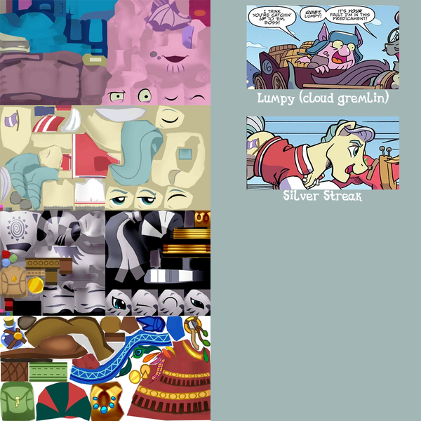 Size: 1024x1024 | Tagged: safe, derpibooru import, idw, big macintosh, zecora, cloud gremlins, earth pony, pony, zebra, spoiler:comic, spoiler:comic88, female, gameloft, image, lumpy (cloud gremlin), male, mare, png, silver streak (character), stallion