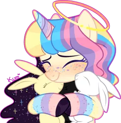 Size: 1588x1613 | Tagged: safe, artist:kurosawakuro, artist:lazuli0209, derpibooru import, oc, oc:supernova, pony, rabbit, animal, base used, female, halo, image, mare, png, simple background, solo, transparent background