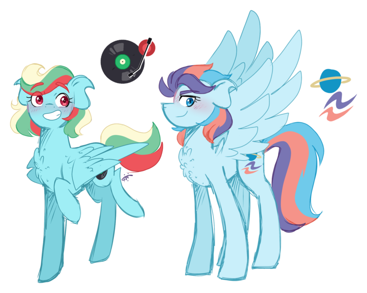 Size: 1857x1485 | Tagged: safe, artist:gallantserver, derpibooru import, oc, oc:cold front, oc:warm front, unofficial characters only, pegasus, pony, image, magical lesbian spawn, offspring, parent:fleetfoot, parent:rainbow dash, parents:fleetdash, png, simple background, transparent background