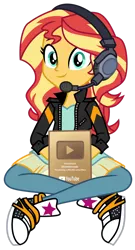 Size: 1024x1893 | Tagged: source needed, safe, artist:emeraldblast63, derpibooru import, sunset shimmer, equestria girls, equestria girls series, game stream, spoiler:eqg series (season 2), award, clothes, converse, cute, headset, image, play button, png, shoes, youtube, youtuber