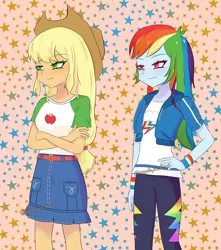 Size: 1440x1629 | Tagged: safe, artist:apple.jack.rd, derpibooru import, applejack, rainbow dash, equestria girls, female, image, jpeg