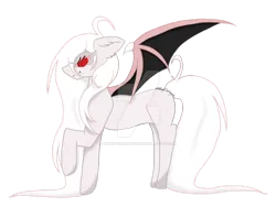 Size: 1280x960 | Tagged: safe, artist:nightfoxgangsters, derpibooru import, oc, oc:white fang, unofficial characters only, vampire, vampony, deviantart watermark, female, floppy ears, image, large mane, long hair, obtrusive watermark, png, red eyes, simple background, solo, transparent background, watermark