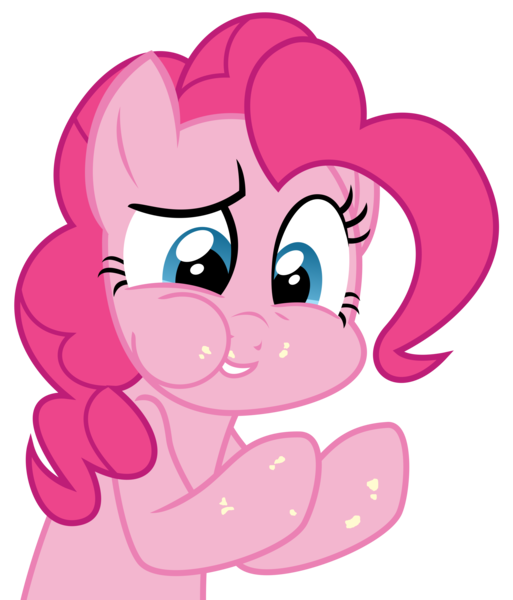 Size: 2288x2675 | Tagged: safe, artist:sketchmcreations, derpibooru import, pinkie pie, earth pony, pony, the one where pinkie pie knows, aweeg*, female, image, mare, messy eating, png, puffy cheeks, raised hoof, simple background, transparent background, vector