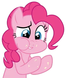 Size: 2288x2675 | Tagged: safe, artist:sketchmcreations, derpibooru import, pinkie pie, earth pony, pony, the one where pinkie pie knows, aweeg*, female, image, mare, messy eating, png, puffy cheeks, raised hoof, simple background, transparent background, vector