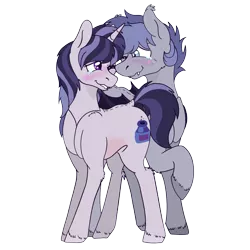 Size: 2000x2000 | Tagged: safe, artist:miserisyt, artist:shootingstaryt, derpibooru import, oc, oc:aurora, oc:sky storm, unofficial characters only, bat pony, pony, unicorn, belly blush, children of harmony, coh, colored hooves, couple, female, horn, image, male, mare, original art, png, pregnant, redraw, simple background, stallion, standing, transparent background, wings