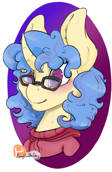 Size: 1295x1994 | Tagged: safe, artist:daniefox, derpibooru import, oc, unofficial characters only, pony, unicorn, bust, clothes, female, glasses, image, mare, png, portrait, simple background, solo, sweater, transparent background