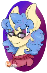 Size: 1295x1994 | Tagged: safe, artist:daniefox, derpibooru import, oc, unofficial characters only, pony, unicorn, bust, clothes, female, glasses, image, mare, png, portrait, simple background, solo, sweater, transparent background