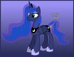 Size: 3840x2930 | Tagged: safe, artist:byteslice, derpibooru import, princess luna, alicorn, pony, .svg available, female, folded wings, gradient background, image, mare, png, smiling, solo, standing, tiny butt, vector, wings