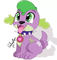 Size: 1924x2048 | Tagged: safe, artist:galaxynightt, derpibooru import, spike, dog, equestria girls, cute, image, jpeg, male, open mouth, simple background, sitting, solo, spikabetes, spike the dog, tongue out, white background