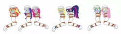Size: 1280x369 | Tagged: safe, artist:brightstar40k, derpibooru import, applejack, fluttershy, pinkie pie, rainbow dash, rarity, sci-twi, sunset shimmer, twilight sparkle, equestria girls, bondage, bound and gagged, cloth gag, clothes, gag, hat, humane five, humane seven, humane six, image, jpeg, kidnapped, long dress, long skirt, nightcap, nightgown, otn gag, over the nose gag, rope, rope bondage, skirt, tied up