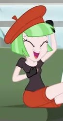 Size: 316x609 | Tagged: safe, derpibooru import, screencap, watermelody, equestria girls, legend of everfree, background human, beret, camp everfree outfits, cheering, clothes, cropped, female, gloves, hat, image, jpeg, shorts