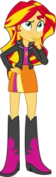 Size: 871x2773 | Tagged: safe, artist:nano23823, derpibooru import, sunset shimmer, equestria girls, rainbow rocks, .svg available, boots, clothes, female, image, png, shoes, simple background, solo, thinking, transparent background, vector