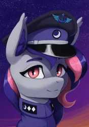 Size: 2105x3000 | Tagged: safe, artist:mrscroup, derpibooru import, oc, oc:galaxy rose, bat pony, equestria at war mod, clothes, image, jpeg, military uniform, new lunar republic, solo, thestral, uniform