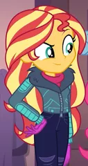 Size: 536x1010 | Tagged: safe, derpibooru import, screencap, sunset shimmer, equestria girls, equestria girls series, holidays unwrapped, spoiler:eqg series (season 2), cropped, image, png, saving pinkie's pie, solo focus