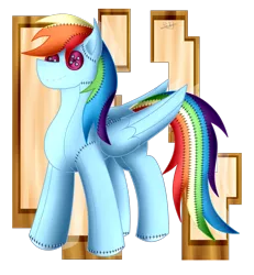 Size: 1212x1312 | Tagged: safe, artist:thebenalpha, derpibooru import, rainbow dash, original species, pegasus, plush pony, pony, image, plushie, png, simple background, transparent background