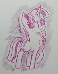 Size: 2381x3066 | Tagged: safe, artist:c.a.m.e.l.l.i.a, derpibooru import, twilight sparkle, alicorn, fame and misfortune, adorable face, cute, image, jpeg, looking back, simple background, solo, traditional art, twilight sparkle (alicorn), white background