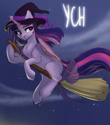 Size: 1500x1700 | Tagged: safe, artist:nika-rain, derpibooru import, twilight sparkle, twilight sparkle (alicorn), alicorn, pony, commission, cute, female, hat, image, jpeg, night, solo, witch, witch costume, witch hat, ych example, ych sketch, your character here