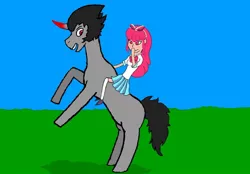 Size: 1024x711 | Tagged: safe, artist:franciska1991, derpibooru import, king sombra, pony, unicorn, crossover, giffany, gravity falls, image, jpeg, riding a pony