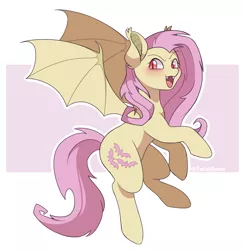 Size: 1310x1344 | Tagged: safe, artist:fafameow, derpibooru import, fluttershy, bat pony, pegasus, pony, bats!, bat ponified, blushing, cute, fangs, female, flutterbat, image, mare, png, race swap, red eyes, shyabates, shyabetes, solo