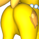 Size: 128x128 | Tagged: artist needed, suggestive, derpibooru import, oc, oc:golden lust, unofficial characters only, pony, 3d, butt, butt only, cropped, cropped tail, featureless crotch, female, goldenbutt, image, jewelry, necklace, png, raised tail, sfm pony, simple background, solo, source filmmaker, tail, transparent background