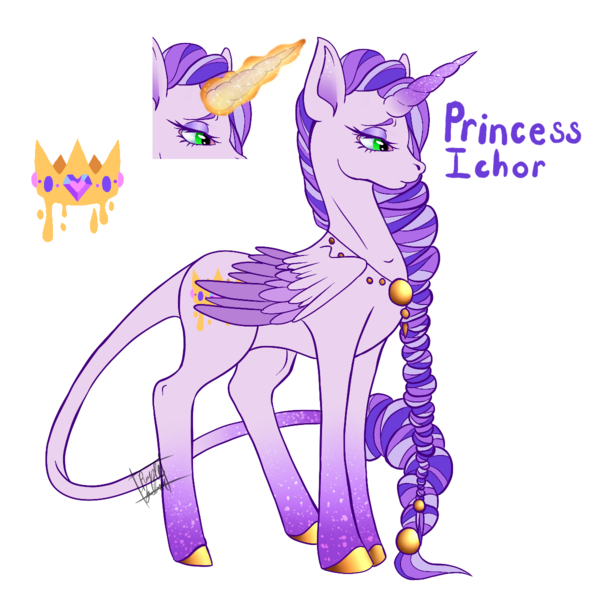 Size: 1200x1200 | Tagged: safe, artist:luminescence553, derpibooru import, oc, oc:ichor, alicorn, alicorn oc, cutie mark, eyeshadow, glowing horn, horn, image, long mane, looking down, makeup, png, princess, solo, wings