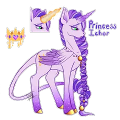 Size: 1200x1200 | Tagged: safe, artist:luminescence553, derpibooru import, oc, oc:ichor, alicorn, alicorn oc, cutie mark, eyeshadow, glowing horn, horn, image, long mane, looking down, makeup, png, princess, solo, wings