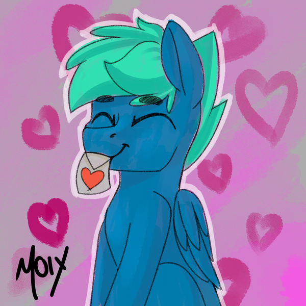 Size: 2000x2000 | Tagged: safe, artist:supermoix, derpibooru import, oc, oc:supermoix, pegasus, pony, cute, eyes closed, happy, heart, holiday, image, png, solo, valentine's day