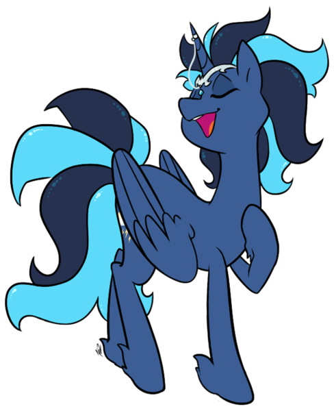 Size: 612x752 | Tagged: safe, artist:egophiliac, derpibooru import, oc, oc:storm song, unofficial characters only, alicorn, pony, alicorn oc, diadem, female, horn, image, png, simple background, singing, smiling, solo, transparent background, unshorn fetlocks, wings