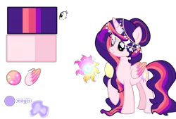 Size: 1835x1244 | Tagged: safe, artist:firegalaxysparkle, derpibooru import, oc, oc:neutron star, alicorn, pony, female, image, magical lesbian spawn, mare, offspring, parent:princess celestia, parent:twilight sparkle, parents:twilestia, png, reference sheet, simple background, solo, transparent background