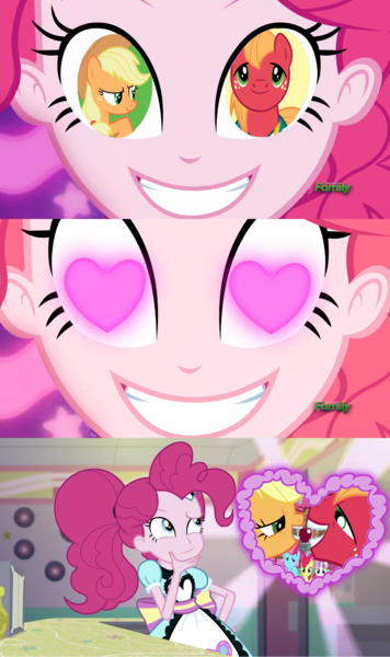 Size: 1280x2160 | Tagged: safe, derpibooru import, edit, edited screencap, screencap, applejack, big macintosh, pinkie pie, coinky-dink world, eqg summertime shorts, equestria girls, applecest, applemac, female, image, incest, male, meme, pinkie's eyes, png, shipping, straight, why