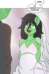 Size: 2000x3000 | Tagged: safe, artist:ezralight, derpibooru import, oc, oc:anon, oc:anon-mare, anthro, clothes, dress, female, image, male, meme, meme origin, png, tuxedo, veil, wedding dress