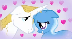 Size: 1214x670 | Tagged: safe, artist:jadethepegasus, derpibooru import, prince blueblood, trixie, bluetrix, female, image, male, png, shipping, straight