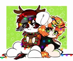 Size: 2500x2100 | Tagged: safe, artist:etoz, derpibooru import, oc, oc:etoz, oc:gamer dash, unofficial characters only, pony, unicorn, vampire, vampony, blushing, christmas, clothes, coffee, eating, female, food, garland, gift art, happy holidays, holiday, hoodie, horn, image, magic, magic aura, mare, merry christmas, png, sketch, stars, sushi, sweater, unicorn oc