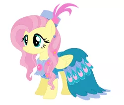 Size: 533x452 | Tagged: safe, artist:unicornsmile, derpibooru import, fluttershy, pegasus, pony, alternate hairstyle, base used, clothes, cute, dress, flower, flower in hair, hat, image, png, shyabetes, simple background, solo, white background