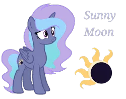 Size: 910x713 | Tagged: safe, artist:stellamoonshine, derpibooru import, oc, oc:sunny moon, alicorn, pony, female, image, magical lesbian spawn, mare, offspring, parent:princess celestia, parent:princess luna, parents:princest, png, product of incest, simple background, solo, transparent background