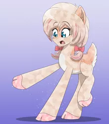 Size: 2900x3300 | Tagged: safe, alternate version, artist:aarondrawsarts, derpibooru import, oc, oc:daisy cakes, unofficial characters only, crystal pony, deer, deer pony, original species, cloven hooves, commission, deer tail, doe, female, image, pale belly, png, raised hoof, surprised