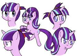 Size: 1200x873 | Tagged: safe, artist:helsaabi, derpibooru import, starlight glimmer, pony, unicorn, female, filly, filly starlight glimmer, image, jpeg, mare, pigtails, s5 starlight, simple background, solo, starlight says bravo, white background, younger