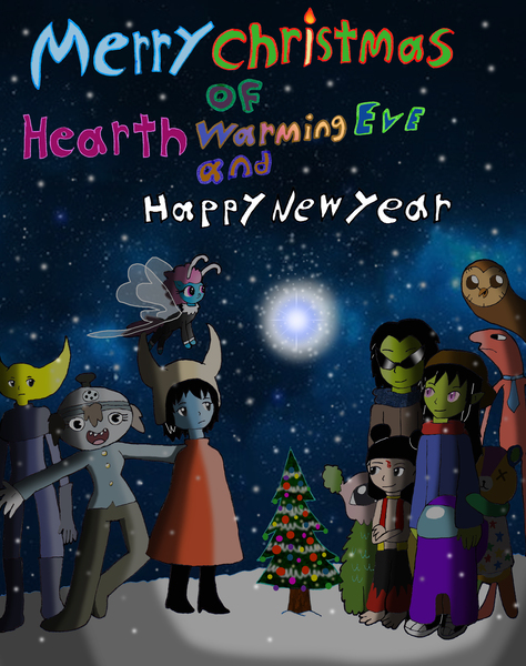 Size: 2545x3224 | Tagged: safe, derpibooru import, seabreeze, breezie, snake, ace copular, alan (smiling friends), among us, animal crossing, awful hospital, bbq girll, christmas, christmas tree, crossover, decres, gangreen gang, hearth's warming eve, holiday, hooty the owl, hylics, image, jpeg, nezha, smiling friends, somsnosa, stitches (animal crossing), the owl house, the powerpuff girls, tree, tyro (hylics), wayne (hylics)