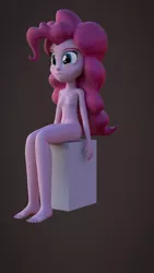 Size: 1080x1920 | Tagged: suggestive, artist:asrg324234234, artist:creatorofpony, artist:efk-san, derpibooru import, pinkie pie, equestria girls, 3d, 3d cube, 3d model, barbie doll anatomy, blender, breasts, featureless breasts, female, image, nudity, png, sitting on a cube
