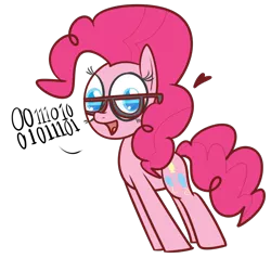 Size: 1000x1000 | Tagged: safe, artist:mr-degration, derpibooru import, pinkie pie, earth pony, pony, :], binary, cute, female, glasses, heart, image, png, simple background, solo, transparent background