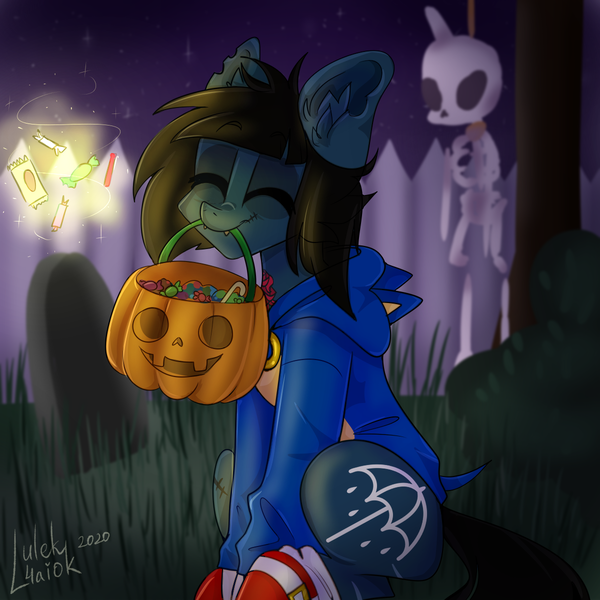 Size: 1200x1200 | Tagged: safe, alternate version, artist:lulek4aiok, derpibooru import, oc, ponified, ponified:oliver sykes, earth pony, pony, undead, zombie, zombie pony, bone, bring me the horizon, candy, clothes, commission, costume, decoration, eyes closed, fangs, fence, food, glasgow smile, grass, gravestone, halloween, halloween costume, happy, holiday, hoodie, image, jack-o-lantern, male, mouth hold, night, night sky, outdoors, png, pumpkin, scar, signature, sitting, skeleton, sky, smiling, sonic the hedgehog, sonic the hedgehog (series), stallion, stars, stitches, tattoo, torn ear, tree, ych result