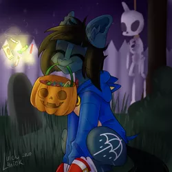 Size: 1200x1200 | Tagged: safe, alternate version, artist:lulek4aiok, derpibooru import, oc, ponified, ponified:oliver sykes, earth pony, pony, undead, zombie, zombie pony, bone, bring me the horizon, candy, clothes, commission, costume, decoration, eyes closed, fangs, fence, food, glasgow smile, grass, gravestone, halloween, halloween costume, happy, holiday, hoodie, image, jack-o-lantern, male, mouth hold, night, night sky, outdoors, png, pumpkin, scar, signature, sitting, skeleton, sky, smiling, sonic the hedgehog, sonic the hedgehog (series), stallion, stars, stitches, tattoo, torn ear, tree, ych result