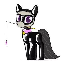 Size: 4200x4100 | Tagged: suggestive, artist:dacaoo, derpibooru import, octavia melody, earth pony, pony, bell, bell collar, bodysuit, cat bell, cat teaser, catsuit, clothes, collar, derpibooru exclusive, dock, domino mask, hood, image, latex, latex suit, mask, mouth hold, png, simple background, transparent background, whip